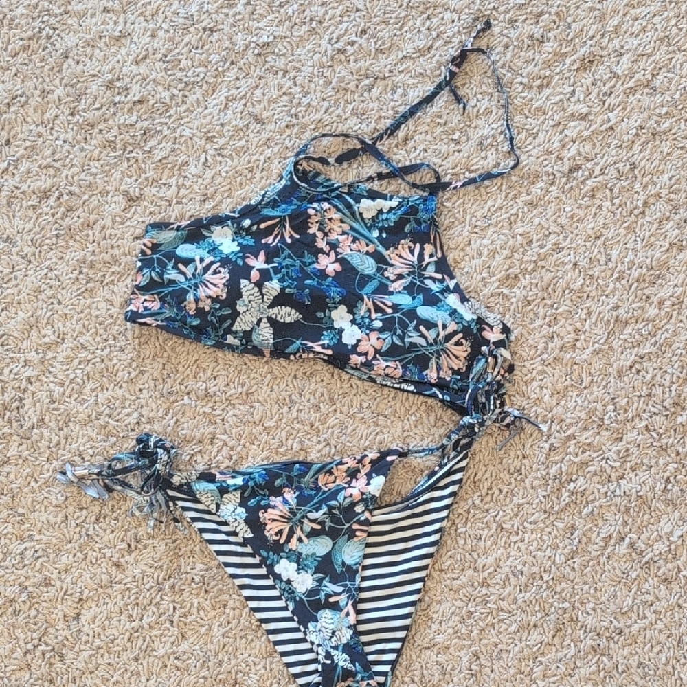 Tart Collections Navy and White Striped Bikini